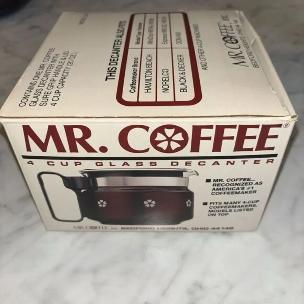 In Box Vintage Mr. Coffee 4 Cup Glass Coffee‎ Pot Decanter Model D-4 Replacement